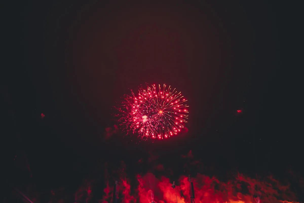 Huge crowds watching the fireworks display