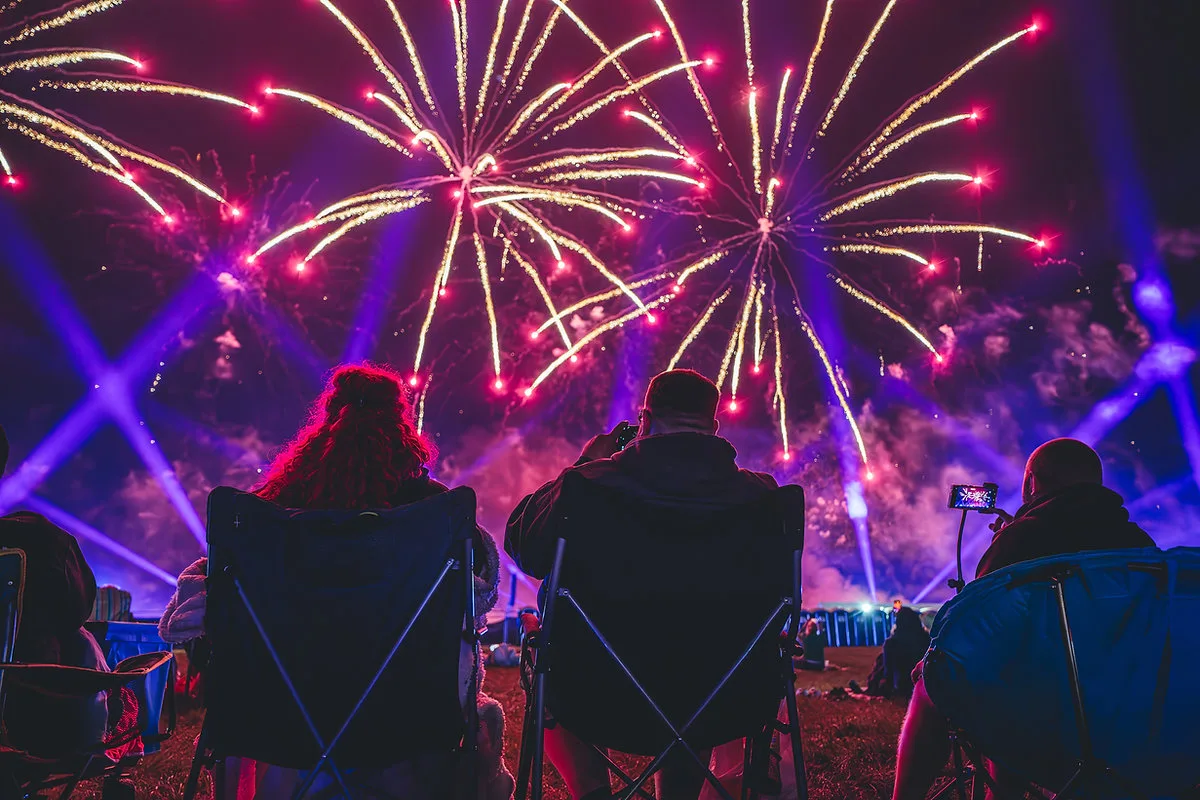 Golden finale fireworks lighting up the sky